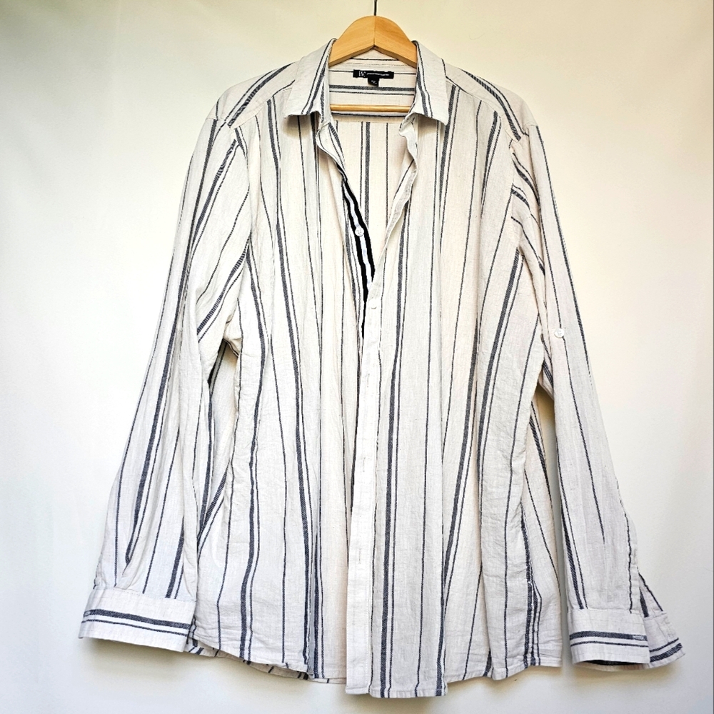 INC mens beige navy strips shirt size 2XL NWOT